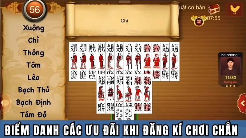 Điểm danh các ưu đãi khi đăng kí tham gia chơi Chắn